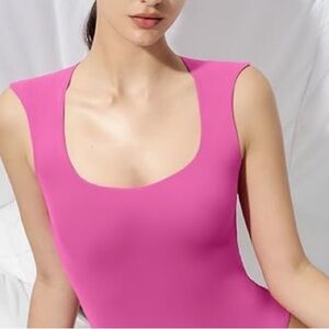 PUMIEY Women's Square Neck Cap Sleeve Bodysuit